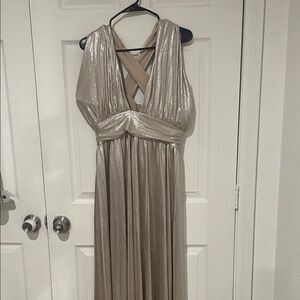 Aakaa Shimmering Gold Evening Dress